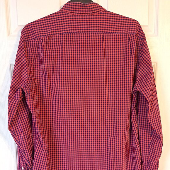 J. Crew Men's Red & Blue Check Button Down Shirt - Picture 6 of 8